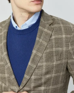 Veste en Laine mélangée Destructurée à carreaux beige/marron