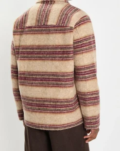 Veste en Laine mélangée rayée beige/rouge