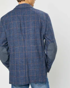 Veste en Laine mélangée Tartan imprimée bleue