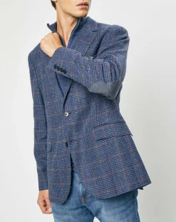 Veste en Laine mélangée Tartan imprimée bleue