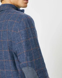 Veste en Laine mélangée Tartan imprimée bleue