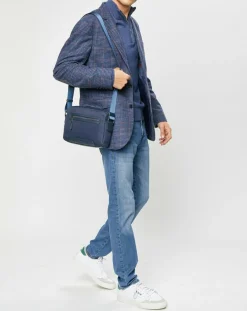 Veste en Laine mélangée Tartan imprimée bleue