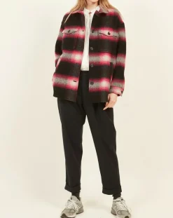 Veste en Laine mélangée Vara fushia/noir