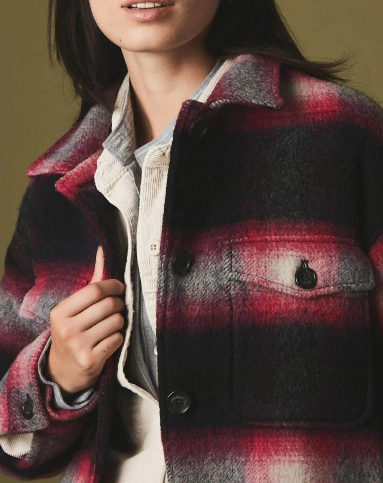 Veste en Laine mélangée Vara fushia/noir