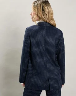 Veste en Laine mélangée Velize rayures brutes/marine