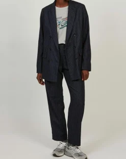 Veste en Laine mélangée Velize rayures brutes/marine