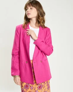 Veste en Lin & Coton Vivano fushia