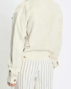 Veste en Lin mélangé Cropped gris clair