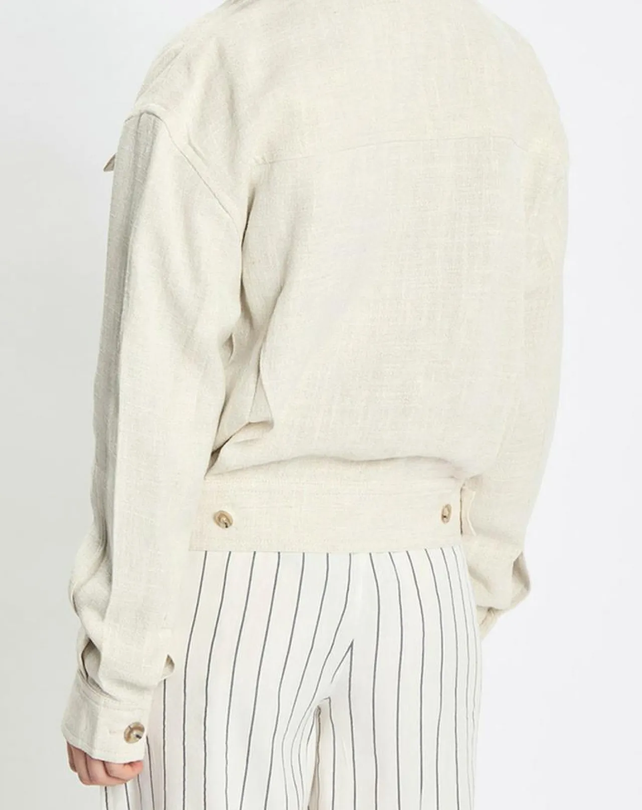 Veste en Lin mélangé Cropped gris clair