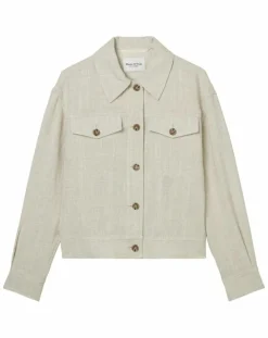 Veste en Lin mélangé Cropped gris clair