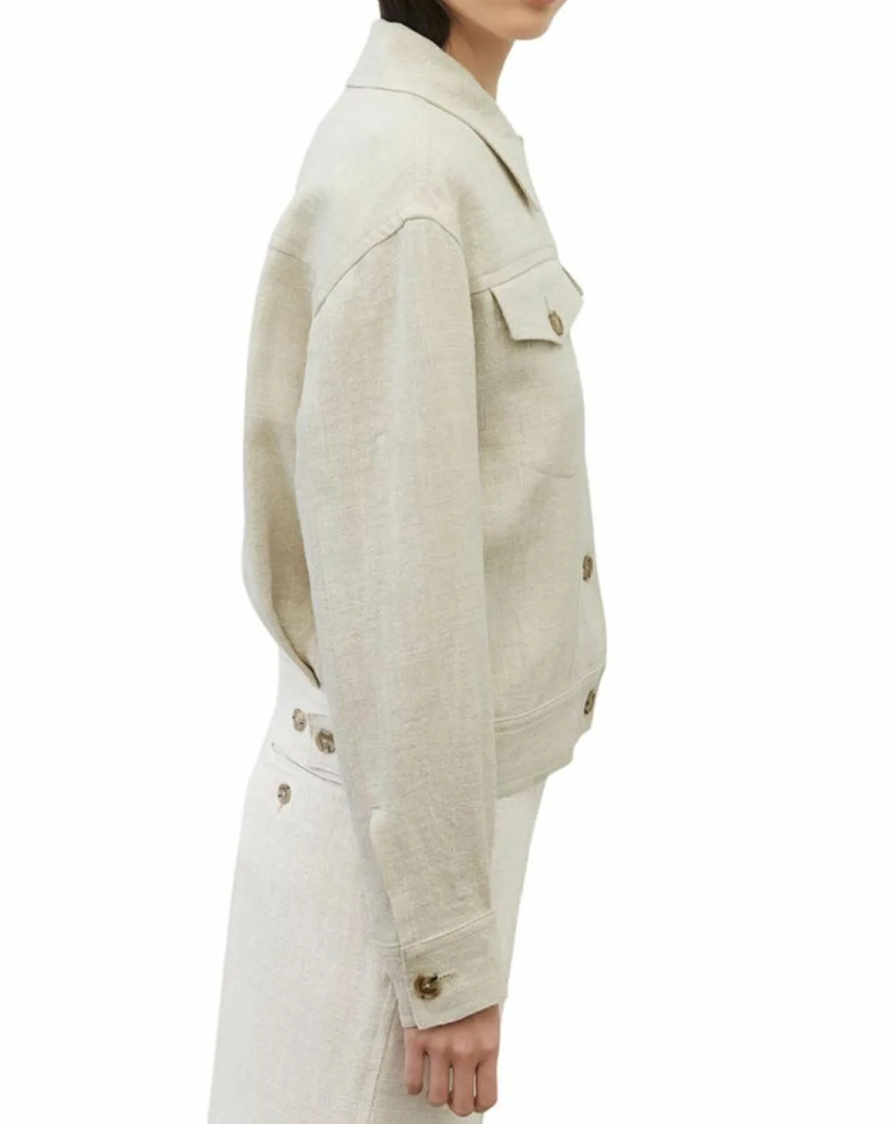 Veste en Lin mélangé Cropped gris clair