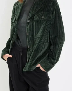 Veste en Velours côtelé 100% Coton Bio vert foncé