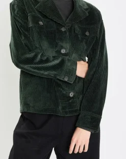 Veste en Velours côtelé 100% Coton Bio vert foncé