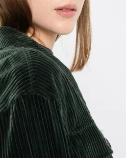 Veste en Velours côtelé 100% Coton Bio vert foncé