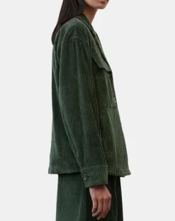 Veste en Velours côtelé 100% Coton Bio vert foncé