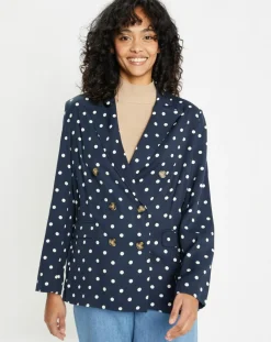 Veste fluide bloom bleue/blanc