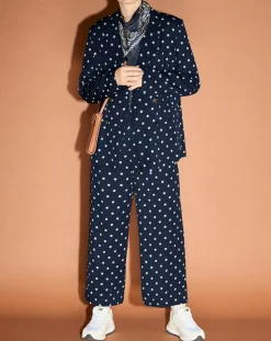 Veste fluide bloom bleue/blanc