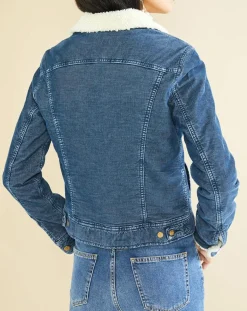 Veste fourrée en Velours côtelé sherpa Barth indigo