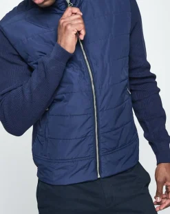 Veste Hybrid bimatière bleu marine
