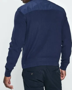 Veste Hybrid bimatière bleu marine