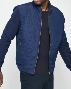 Veste Hybrid bimatière bleu marine