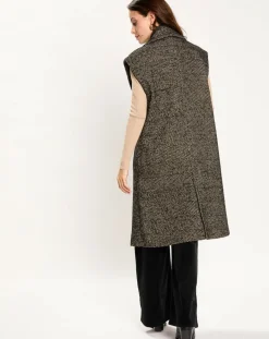 Veste longue sans manches en Laine mélangée Elsa noire