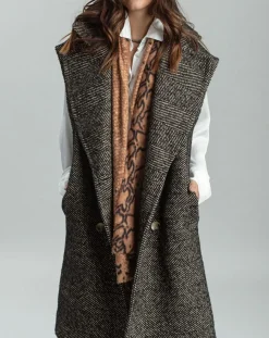 Veste longue sans manches en Laine mélangée Elsa noire