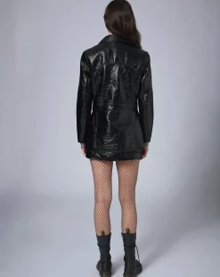 Veste longue vinyle noire