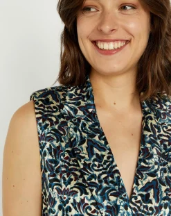 Veste Lou imprimée bleu/crème