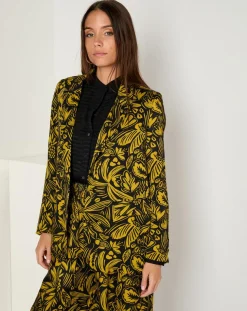 Veste Louise satinée imprimée jaune
