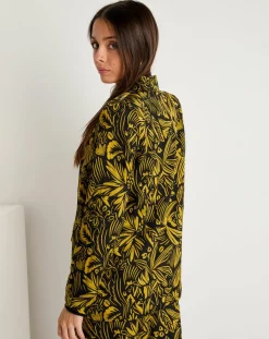 Veste Louise satinée imprimée jaune