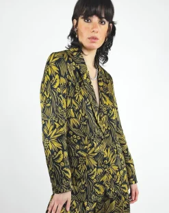 Veste Louise satinée imprimée jaune
