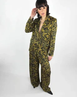 Veste Louise satinée imprimée jaune