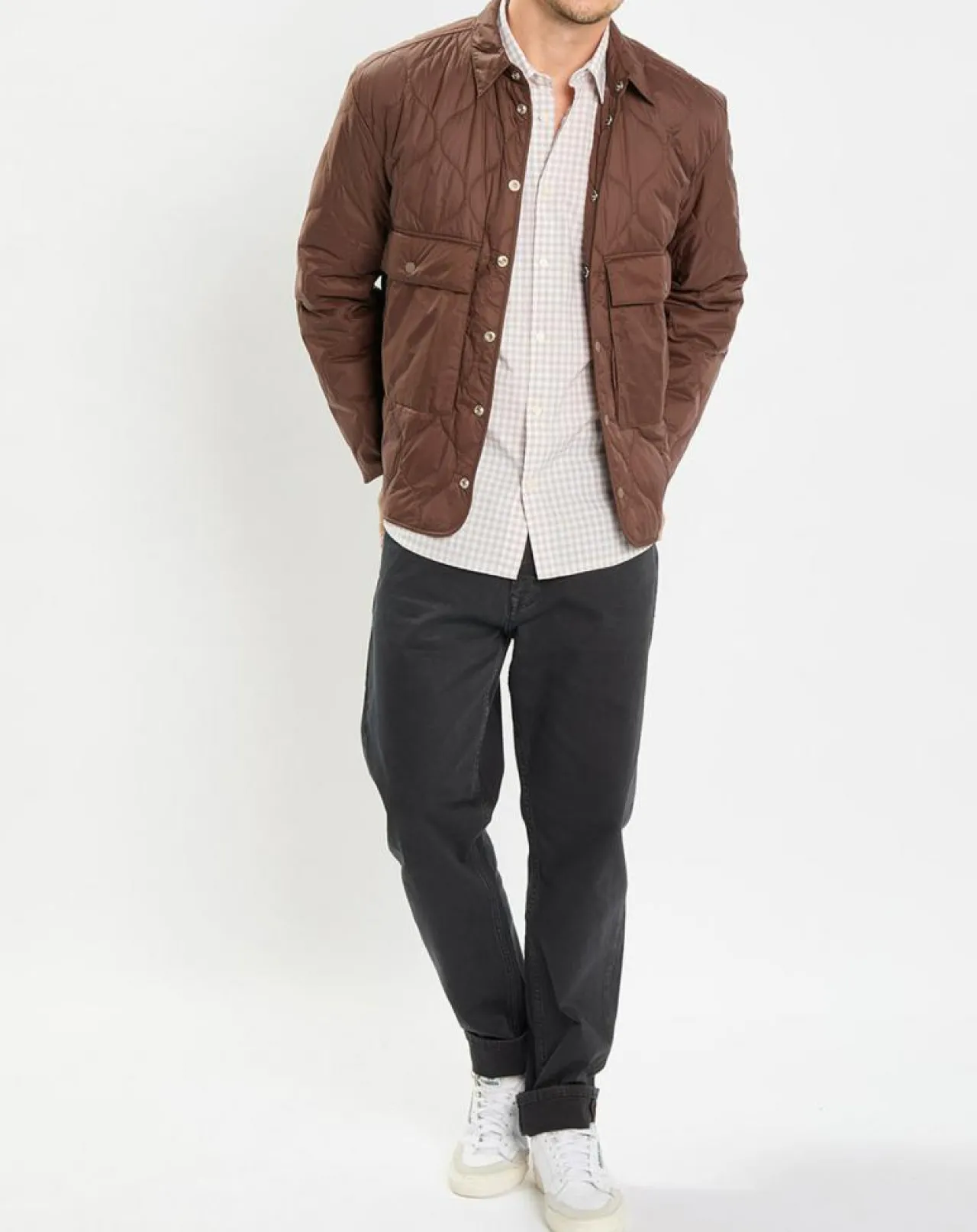 Veste Quilt double zip marron