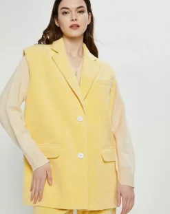 Veste sans manches en éponge Terry Cloth jaune