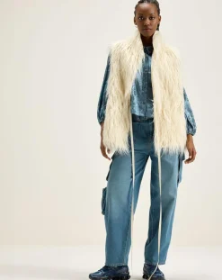 Veste sans manches réversible en fausse fourrure Jaden crème