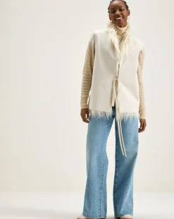 Veste sans manches réversible en fausse fourrure Jaden crème