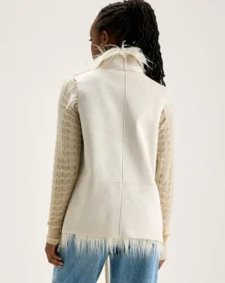 Veste sans manches réversible en fausse fourrure Jaden crème