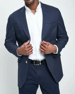 Veste Stretch prince-de-galles bleue