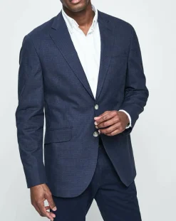 Veste Stretch prince-de-galles bleue