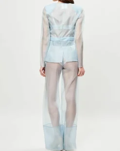 Veste transparente à épaulettes Esprit d'Atelier 100% Soie bleue