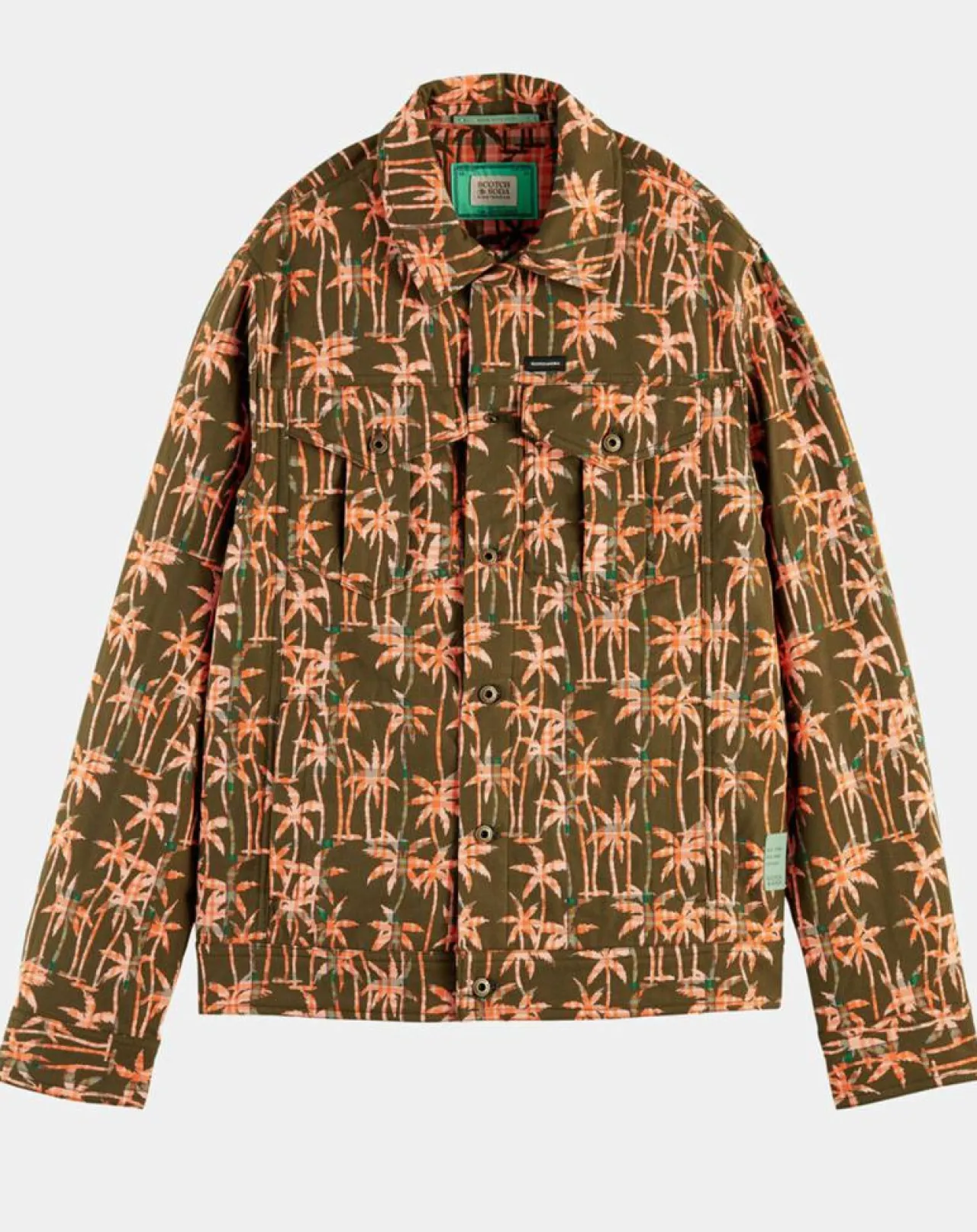 Veste Trucker imprimée kaki/orange