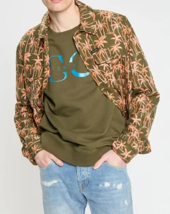 Veste Trucker imprimée kaki/orange