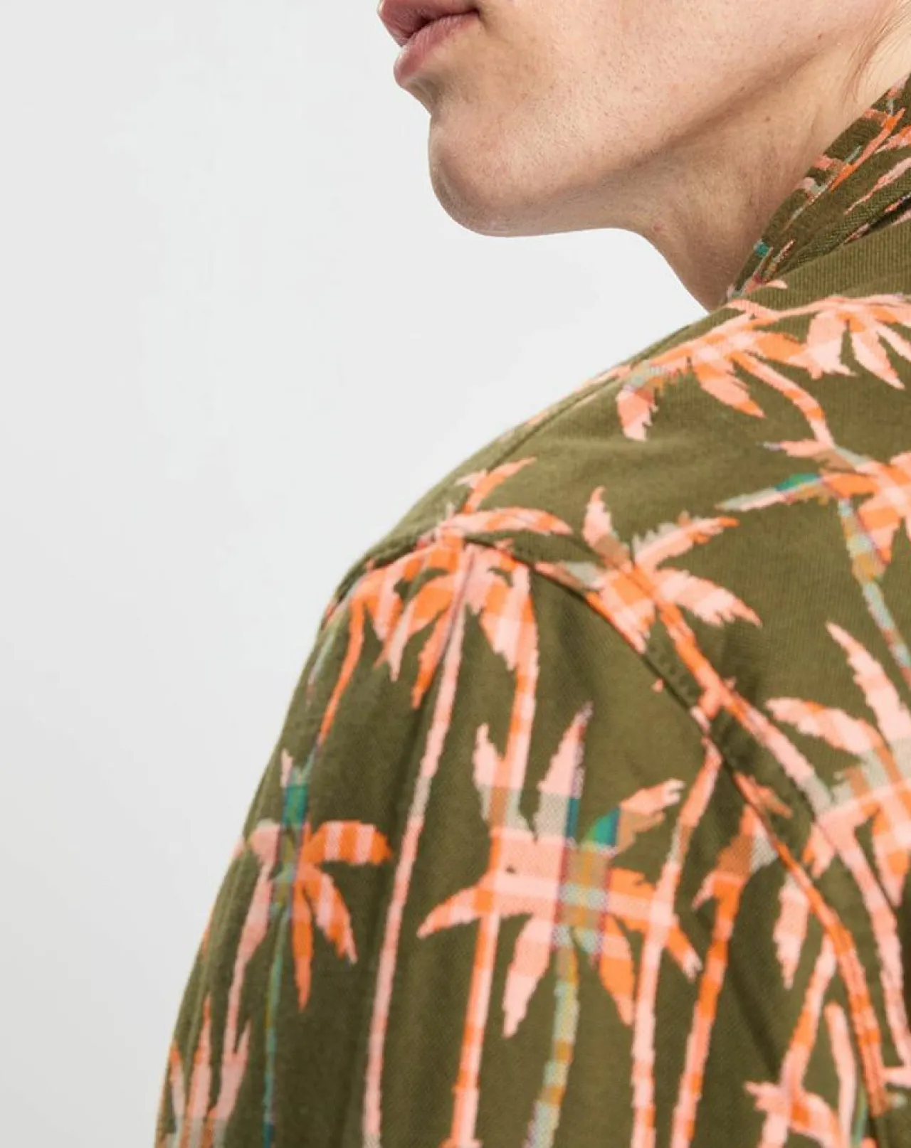 Veste Trucker imprimée kaki/orange