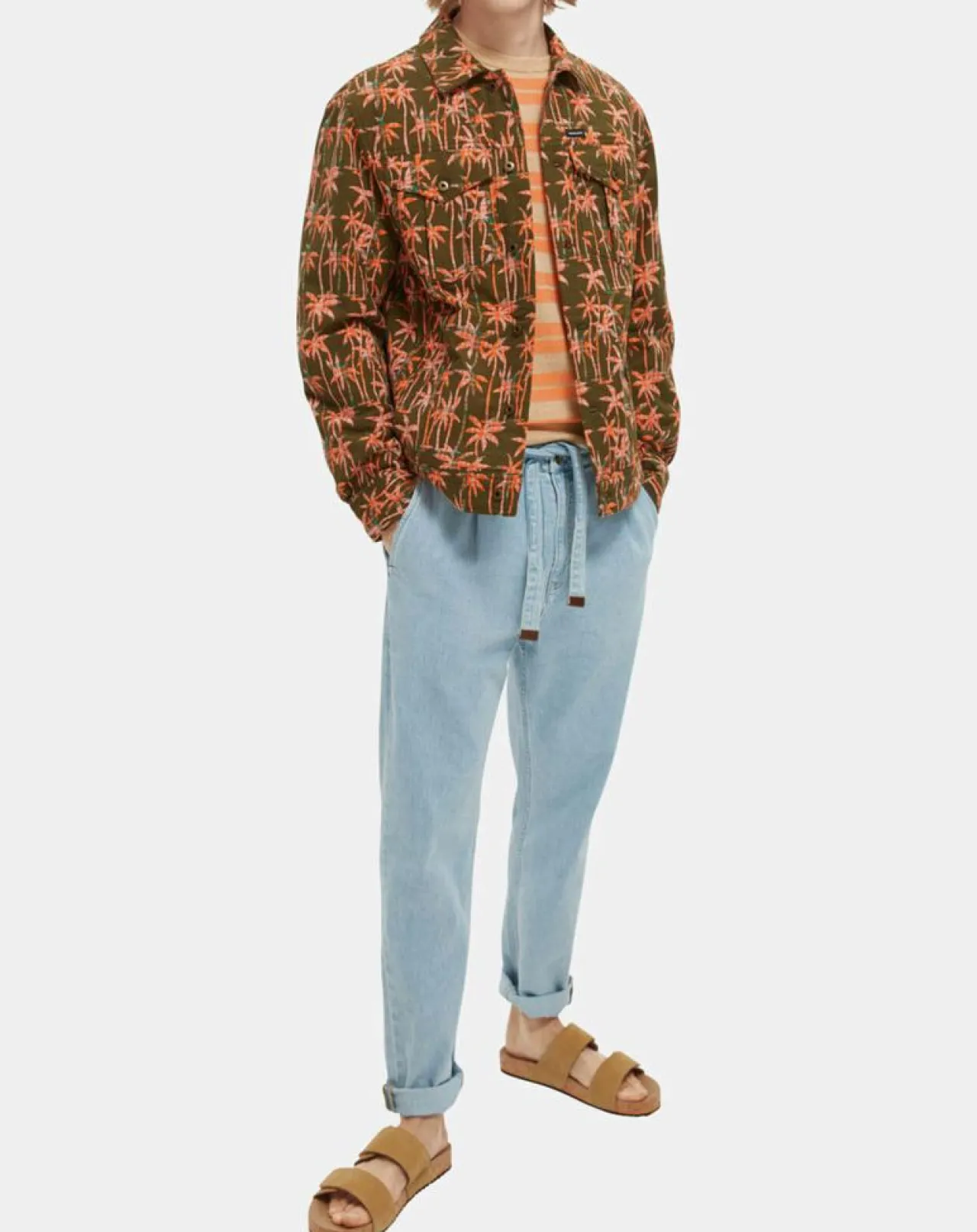 Veste Trucker imprimée kaki/orange