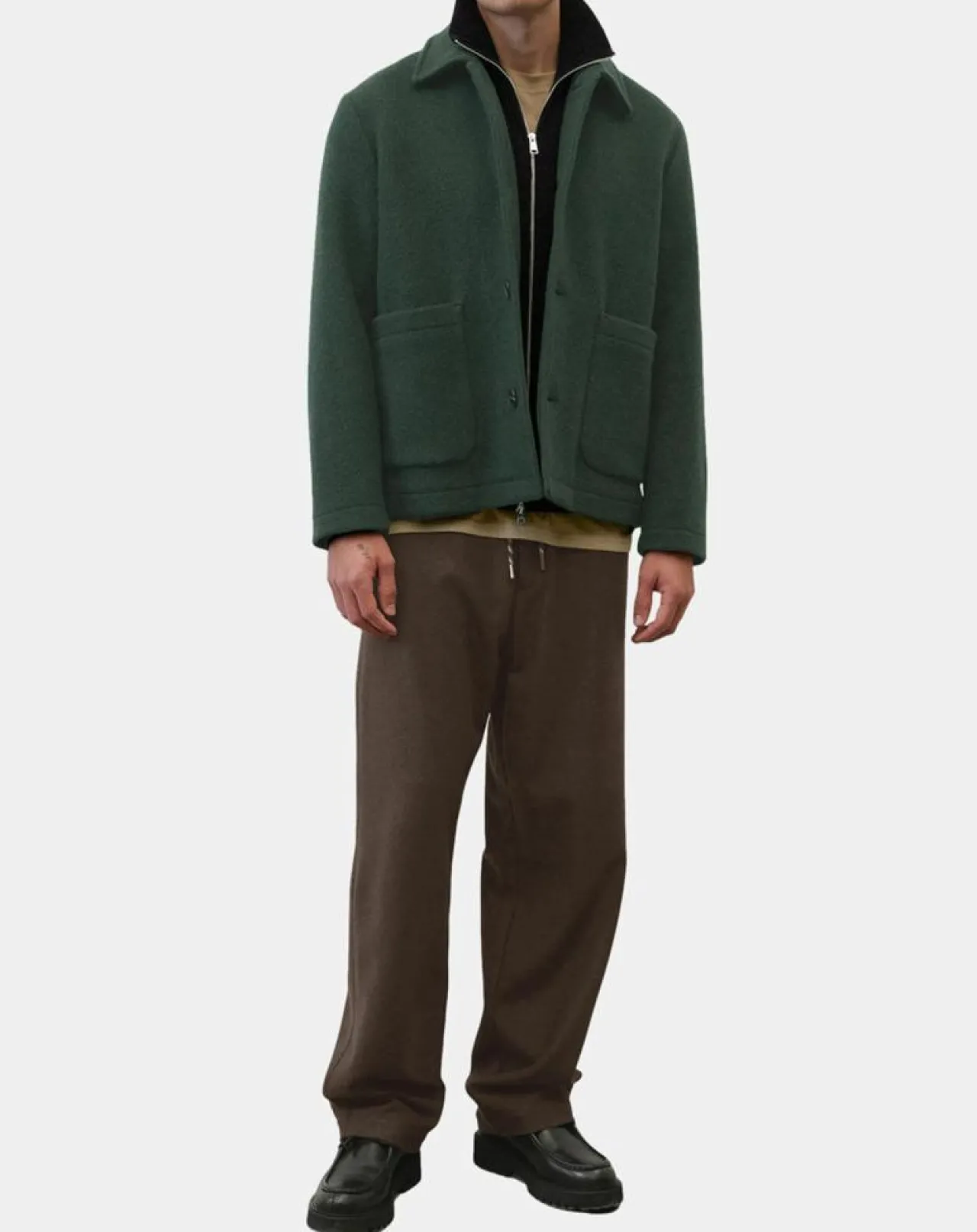 Veste worker en Laine mélangée Manteco verte