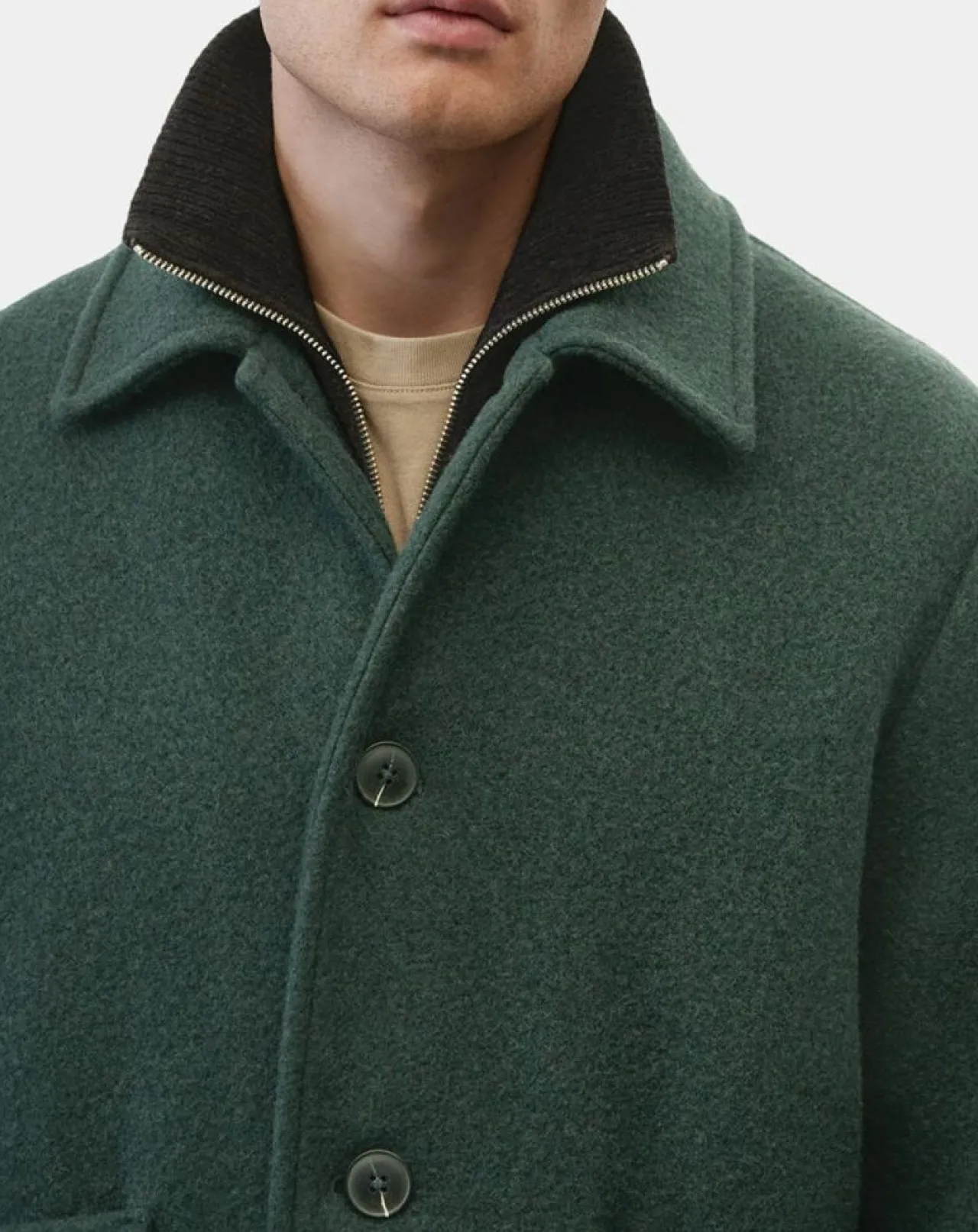 Veste worker en Laine mélangée Manteco verte