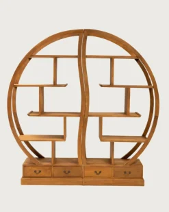 Yin Yang - Bibliothèque en bois massif de teck